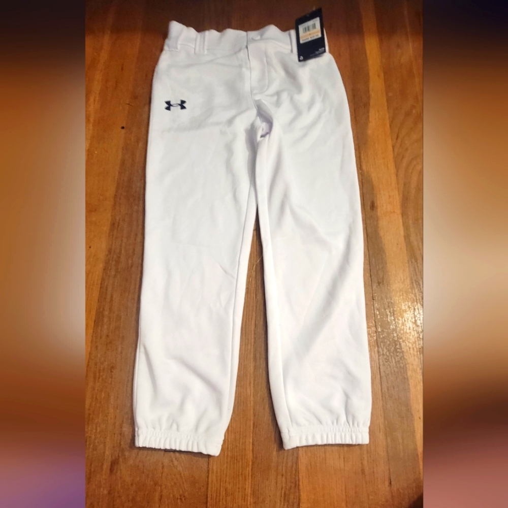 Nwt, Under armour, size youth 7, baseball pants, white
